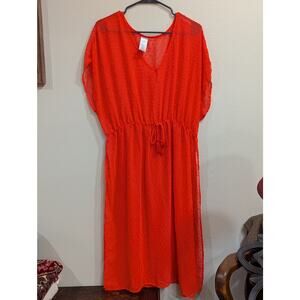 Sexy sheer high slit sleeveless cover up w/swiss dots by Time & Tru size XL